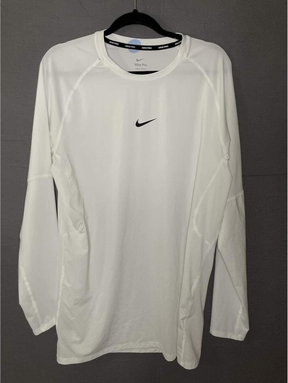 Nike Pro Dri-FIT Men’s XXL White Slim Fit Long Sleeve Fitness Shirt Top